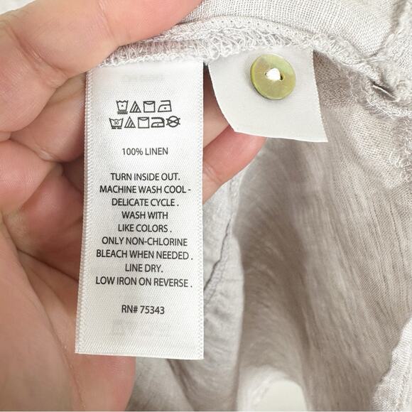 NEW Tahari Light Gray 100% Linen Button Down Tunic Top Women's Size Large - Picture 8 of 9